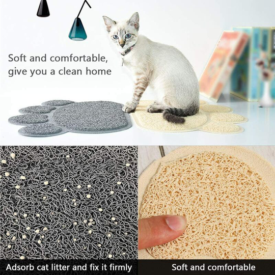 Paw Shape Cat Litter Mats - PVC Waterproof Non-slip Pet Litter Pads Pet Food Feeding Bowl Mat for Dog & Cat, red, 30 * 40cm