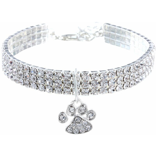 Puppy kitten crystal, shiny rhinestone dog collar sequin pendant dog collar adjustable cat collar crystal pet elastic collar.