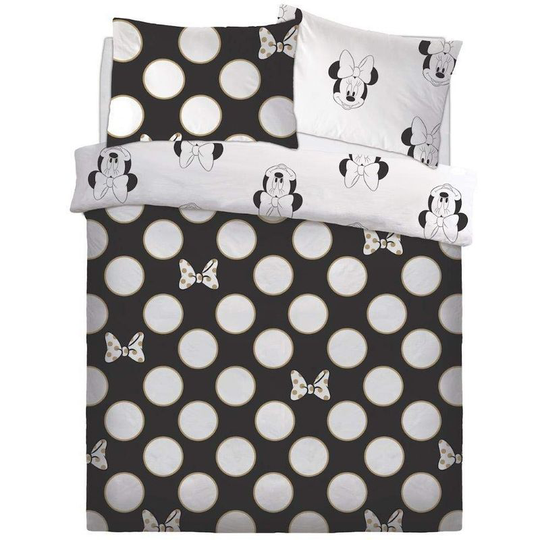 Gold Bows Duvet Set (Single) (Black/White) - Black/White - Minnie Mouse