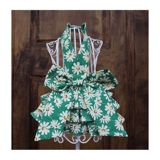 Green Dog Princess Dress Puppy Bow Dress Pet Totem Dress Puppy Princess Summer Dress Small Medium Cat Puppy (m) back length 30 chest 40 weight 5-7 kg