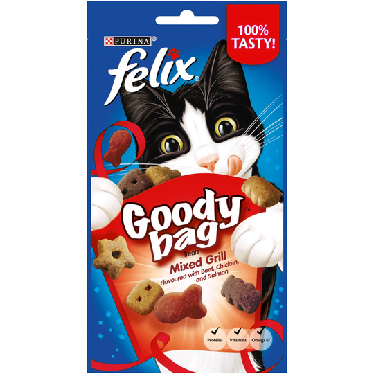 Felix Cat Snacks - 2 + 1 Free!* - Goody Bag Treats - Mixed Grill (3 x 60g)