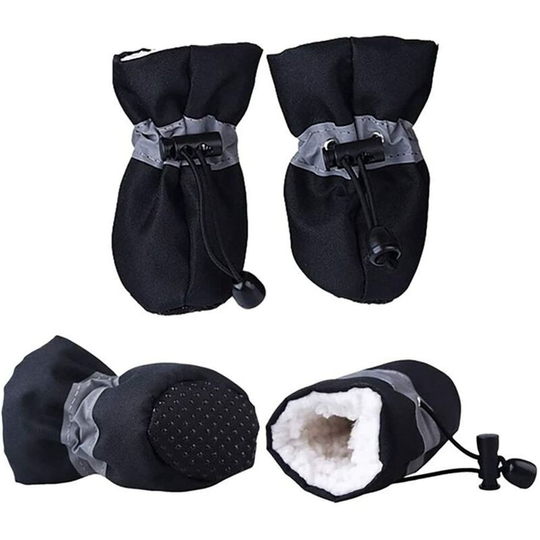 4 Pack Non-Slip Dog Shoes, Paw Protector, These Comfortable Flexible Sole Dog Shoes Have Reflective Straps (Size:6, Black)
