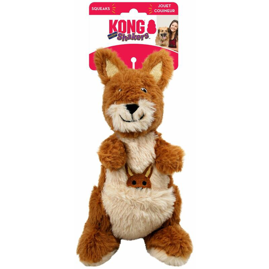 Shakers Passport Kangaroo Plush Dog Toy (m) (Brown) - Brown - Kong