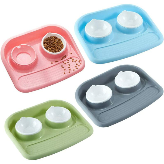 Cat Bowl Dog Bowl Double Base Anti-Slip Anti-Spill Anti-Spill (4PCS)
