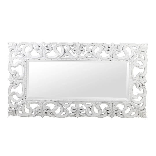 Hudgins Resin Framed Wall Mounted Accent Mirror in Antique White