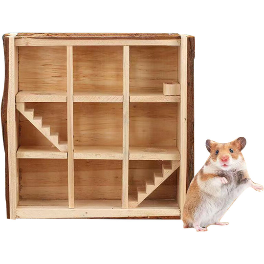 Asupermall - Natural Wooden Hamster Maze Playground Small Animal Maze House Hideouts Mice House Gerbils Tunnel Exploring Maze Toys for Small