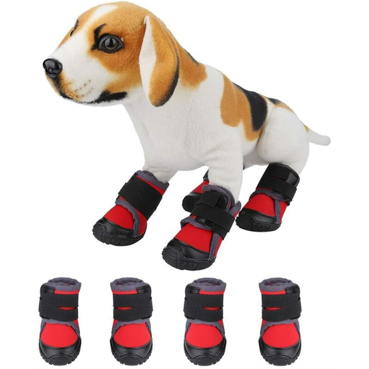 4Pcs Fashion Puppy Shoes Large Dog Non-Slip Outdoor Sports Climbing Boots Pet Supplies for Small Medium Large Dogs(70-Red)