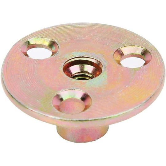Bearsu - 5pcs 3-Hole Flange Nut M6/M8/M10 3-Hole Brad T-Nut Galvanized Iron Round Base T-Nut(M8)
