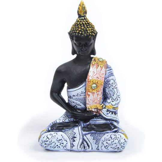 Meditation Buddha Statue for Fish Tank Aquarium Decoration Reptile Turtle Lizard Spider Terrarium Thai Buddha Decorative Pet Figurine Blue
