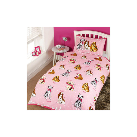 Dog Puppy Single Quilt Duvet Cover And Pillowcase Bedding Bed Set Kids Novelty - duvet single cover set bedding pink dog doggies girls new puppies