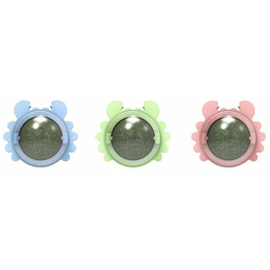 3pcs Catnip Wall Ball Cat Toys Edible Cat Licking Toy Cat Chew Toy