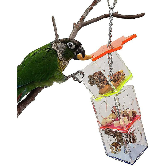 Parrot Bird Boredom Buster Forage Box Creative Hanging Treat Foraging Toy Bird Food Holder