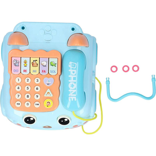 Children's Simulation Phone Toy Early Educational Learning Toys with Light Music Effect and Four Game Modes and for Children Over 18 Months(Blue)