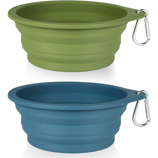 2 Pieces Dog Bowls Collapsible Integrated Travel Bowls Plastic Rimless Bowl for Hiking Camping for Dogs Cats