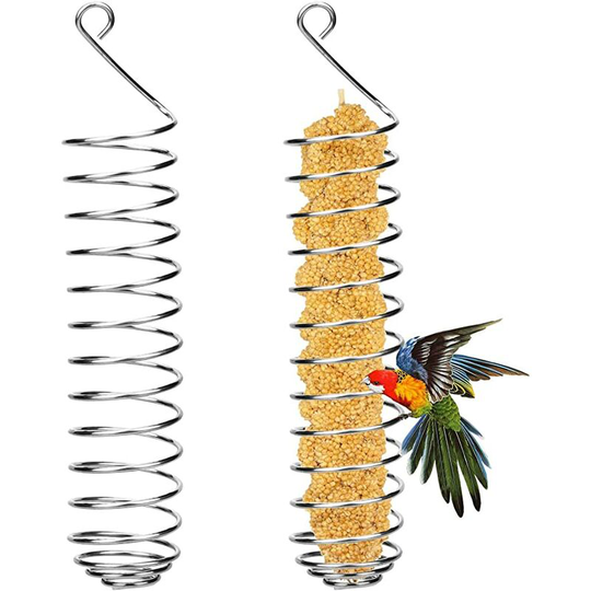 2 Pcs Hanging Parrot Feeder, Stainless Steel Parrot Food Fruit Basket for Parrot Bird - 25 x 4.3cm