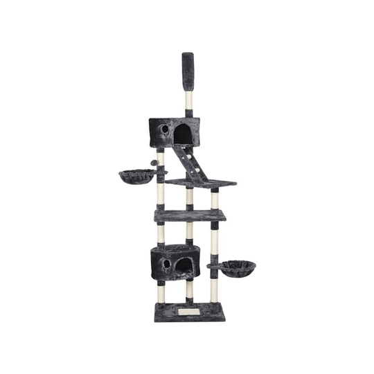100.5-inch Large Cat Tree Cat Furniture,Dark Gray - dark gray - Yaheetech