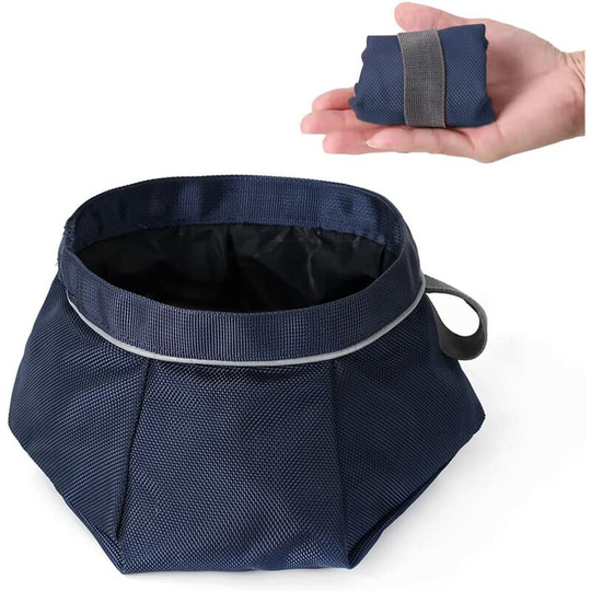 Travel Bowl for Pets, Dog Bowl Collapsible Bowl Travel Collapsible Bowl Portable Dog Bowl Waterproof Fabric for Food and Water (Dark Blue)