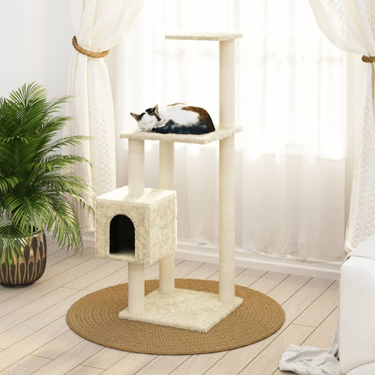 Cat Tree with Sisal Scratching Posts Cream 104 cm