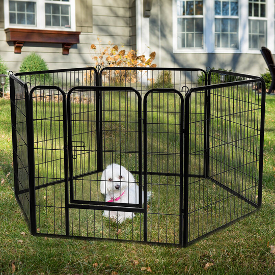 Foldable Heavy Duty 6pcs Large High Puppy Dog Play Pen Run Enclosure, 80x80CM - Livingandhome