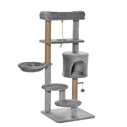 PawHut Cat Tree Climbing Kitten Activity Center 120cm, Light Grey