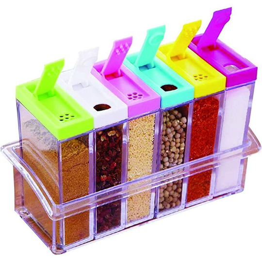 6pcs Spice Jars Transparent, Plastic Spice Box Set, Sealed Spice Containers Spice Bottles, Spice Box