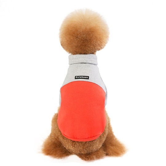 Autumn and winter new dog sweatshirt high collar warm fleece collision stitching pet clothes law dugs dog clothes m (chest 43', neck 29' back length