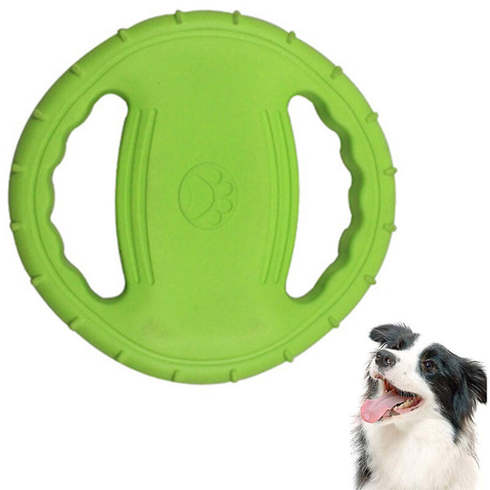 Dog Flying Disc Toy,Rubber Dog Bite Resistant Outdoor Training Fetch Sound Maker Float Pet Toy,Tough Training Flying Disc Play Toy for