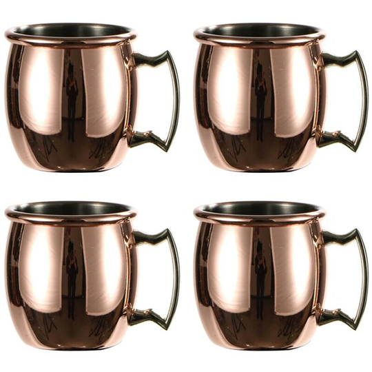 4x Moscow Mule copper cups, (set of 4) cups made of solid copper, handmade - 60ml