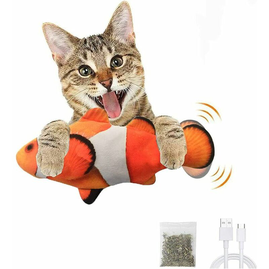Fish Toy for Cat, Cat Toy Fish Moving, Electric Fish Toy with Catnip, Cat Plush Fish Toy for Indoor Cats, Usb Charging, Washable, for Biting, Chewing