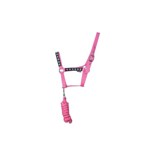 Unicorn Head Collar and Lead Rope (Full) (Navy/Pink) - Navy/Pink - HY