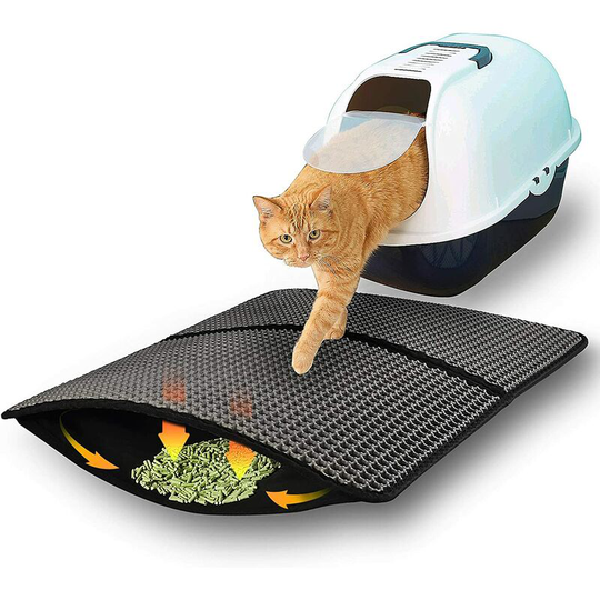 Foldable Cat Litter Mat, Double Layer Honeycomb Litter Tray Mat Non-Slip Washable Cat Feeding Mat