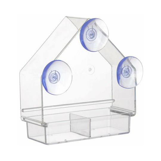Transparent Bird Feeder With Super Strong Suction Cups Weatherproof Refillable Removable Tray