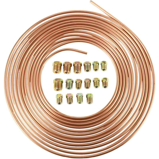 Betterlife 25ft Brake Hose Reel - Copper Nickel - With 3/16inch Outer Diameter, Anti-Rust Hose