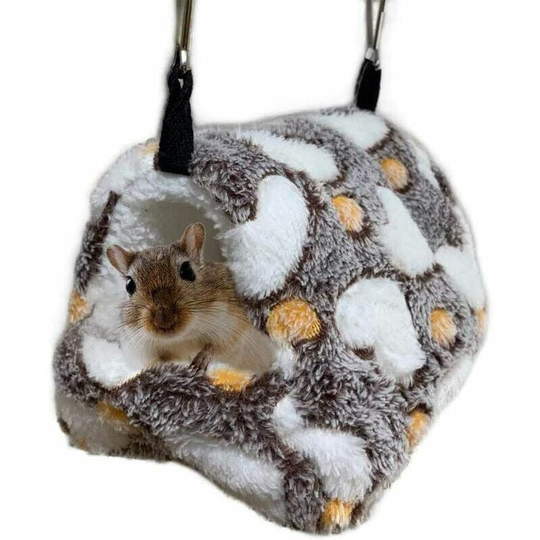 Monly - Hamster Hammock for Cage, Plush Hanging Bed for Small Animals, Guinea Pig Nest Bedding, Hideout for Squirrel Hedgehog Gerbils Winter Warm