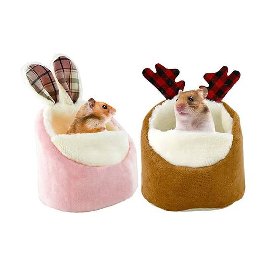 2PCS Hamster Mini Bed, Warm Small Pets Animals House Bedding, Cozy Nest Cage Accessories, Lightweight Cotton Sofa for Dwarf Hamster