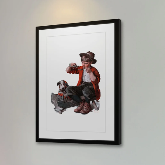 'Sick Puppy' by Norman Rockwell Framed Painting Print