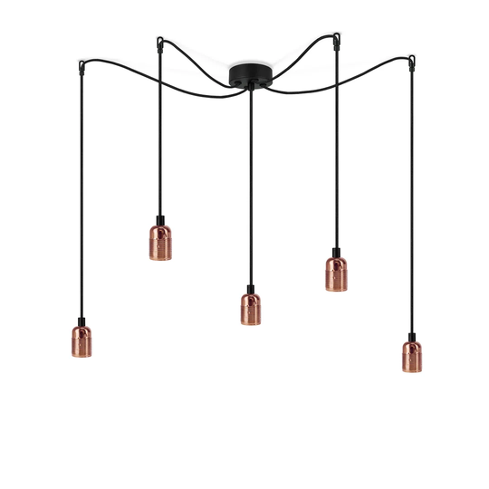 Bi 5 -Light Cluster Pendant with Wrought Iron Accents