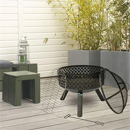 Bulle 55Cm H x 52Cm W Steel Wood Burning Outdoor Fire Pit with Lid