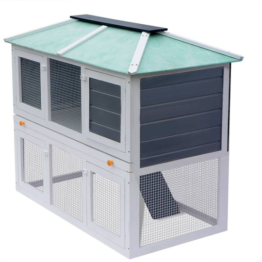 Vidaxl - Animal Rabbit Cage Double Floor Wood White