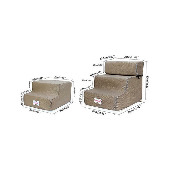 Dog stairs dog ladder pet 3 steps dog stairs for small cat pet ramp ladder anti-slip removable dogs soft bed pet cages kennels 2 steps 35x30x20cmKhaki