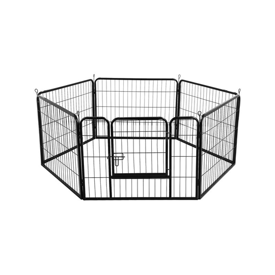 Heavy Duty 6 Panel Pet Playpen Black - black - Yaheetech