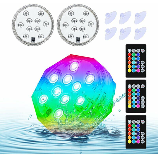 Bearsu - Garden Pool Submersible led Lights with 15 Colors rgb Remotes Waterproof Pond Lights Underwater Lights for Swimming Pool Hot Tub Party Vase