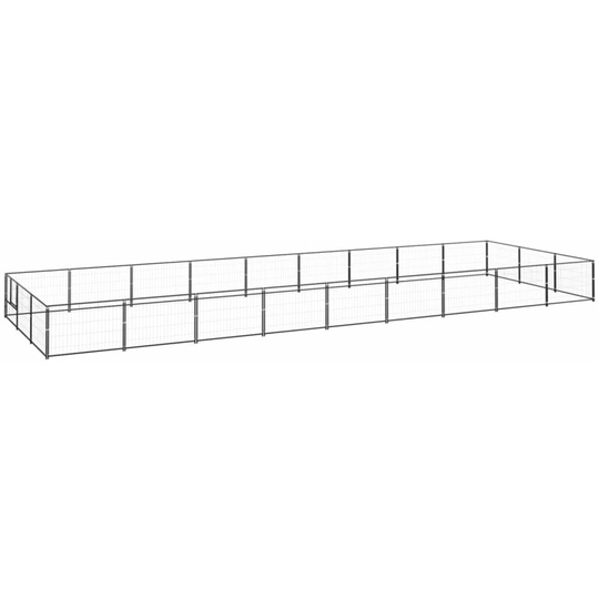 Dog Kennel Black 27 m² Steel Vidaxl Black