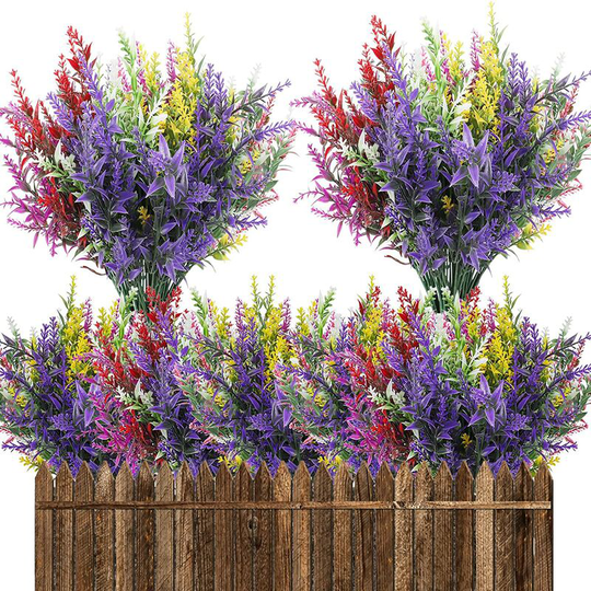 12 pcs, uv Resistant Artificial Flower Lavender Fake Plants for Indoor and Outdoor diy Home Decor