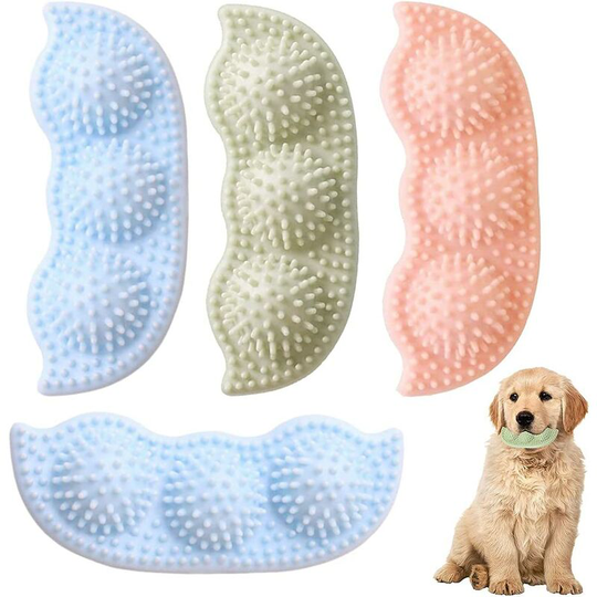 4 Pieces Puppy Chew Toys, Dog Chew Toys with Aggressive Toothbrush, Dental Cleaning Rubber Chews for Small Puppies