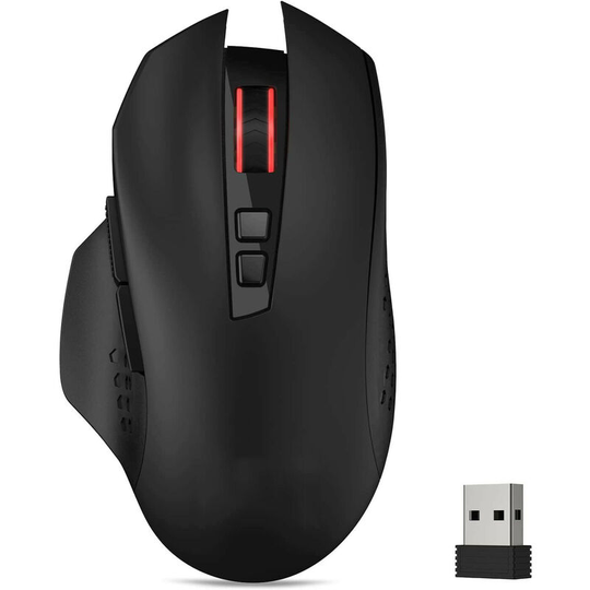 Soekavia - M656 Gainer Wireless Gaming Mouse, 4000 dpi 2.4Ghz Wireless Gamer Mouse w/ 5 dpi Levels, 7 Macro Buttons, Red led Backlit & Pro