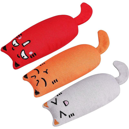 Cat Catnip Toys 3 Pack Cat Plush Teeth Cleaning Toys for Indoor Cats Kittens- Creative Scratch Chewing Teeth Grinding p