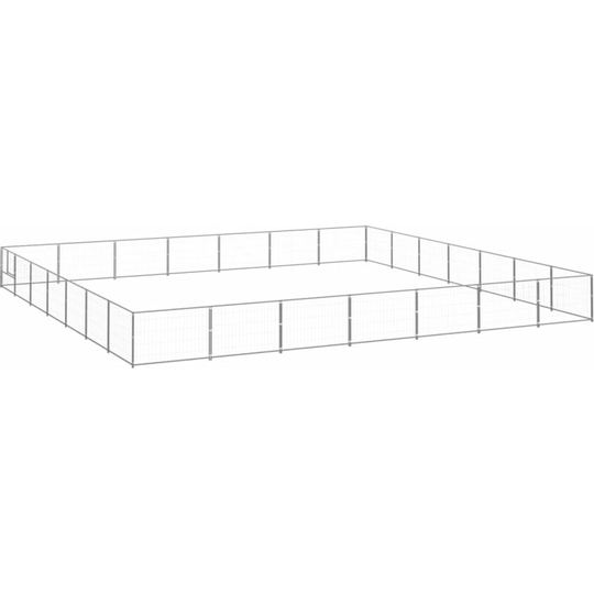 Dog Kennel Silver 49 m² Steel Vidaxl Silver