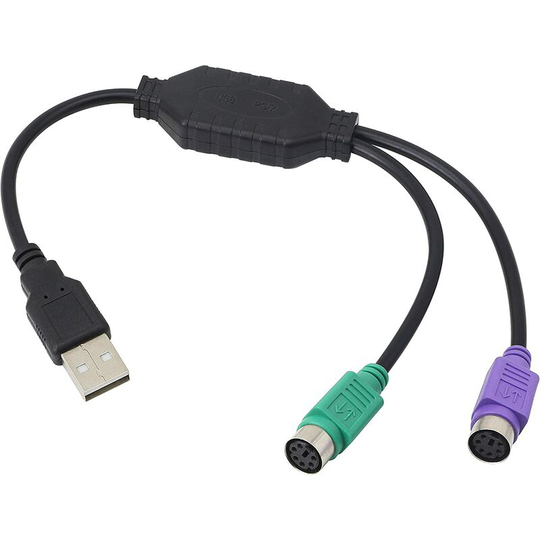 Naxunnn - PS/2 to usb Cable usb to PS/2 Plug Active usb to Dual Adapter PS/2 Keyboard Mouse Converter Adapter for PS2 Keyboard-BLACK