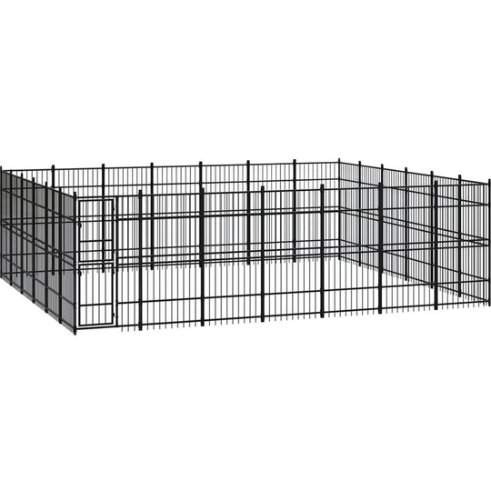 Outdoor Dog Kennel Steel 38.71 m² Vidaxl Black